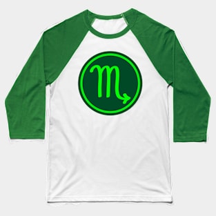 Cool Green Scorpio Symbol Baseball T-Shirt